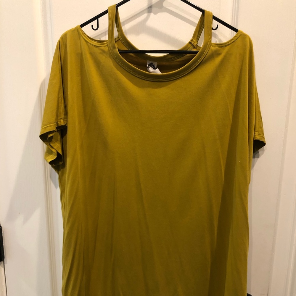 Mustard Cold Shoulder Top